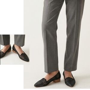 Vintage Black Stuart Weitzman Woven Leather Pointed Toe Flats 10N Narrow Spain